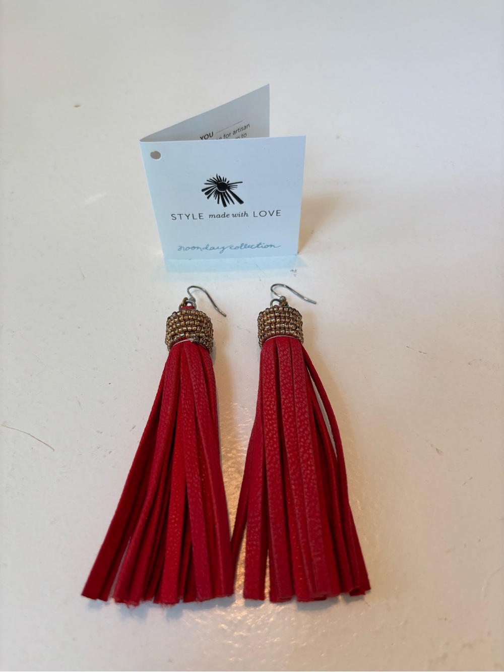 Noonday Collection Red Tassel Drop Earrings